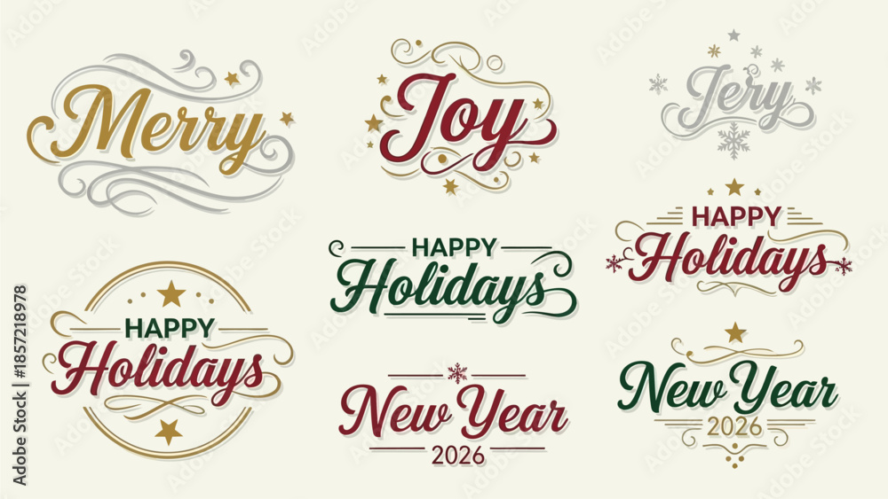 Fototapeta premium Elegant Festive Holiday Typography and Greeting Lettering Collection