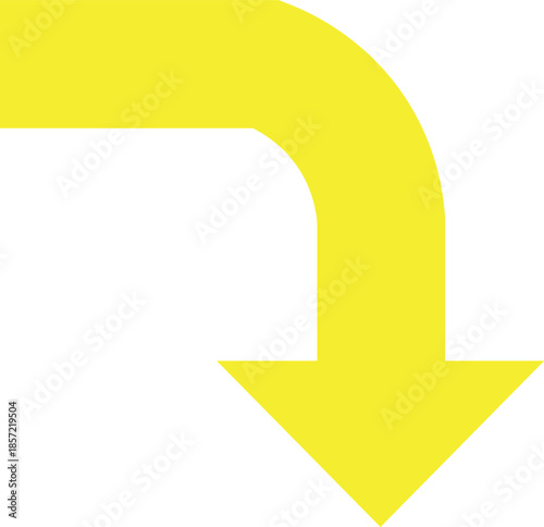 Bright yellow arrow pointing downward Vector