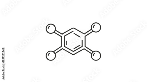 Simple benzene molecular structure diagram, Generative AI.