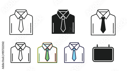 Collection of modern business shirts with various tie styles, Generative AI.
