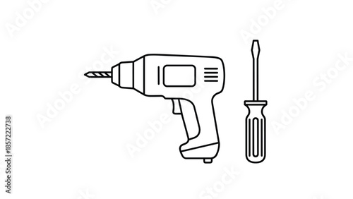 Electric drill and screwdriver for home improvement projects, Generative AI.
