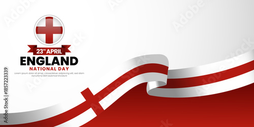 English waving ribbon flag for England st george's day banner design