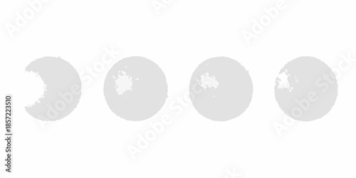 A series of four gray circular shapes representing lunar phases