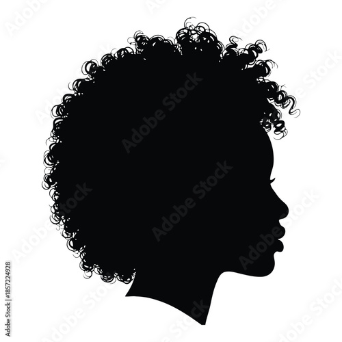 silhouette of a person with curly hair