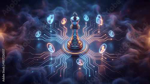 Digital strategy chess and cloud concept