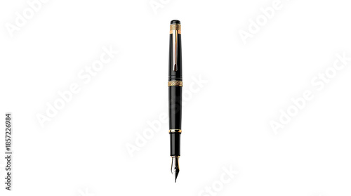 Elegant Black Fountain Pen with Gold Trim