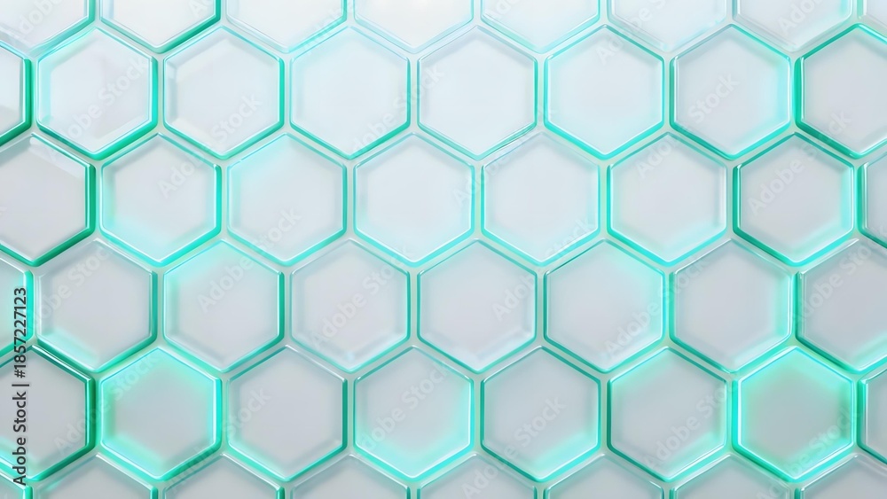 Naklejka premium Abstract hexagonal pattern with teal and white geometric tiles