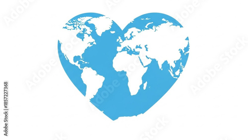 Earth shaped like a heart symbolizing global love and care for the planet