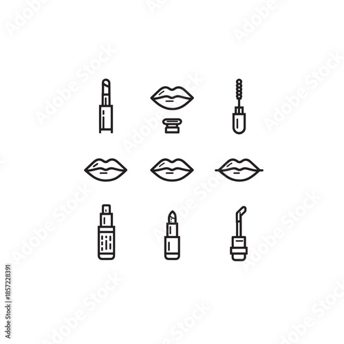 Lip Brush icon line art makeup tool