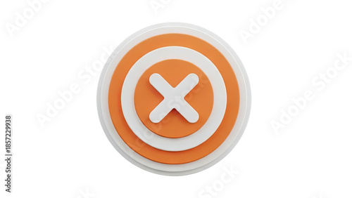 3D target with cross mark icon on transparent background