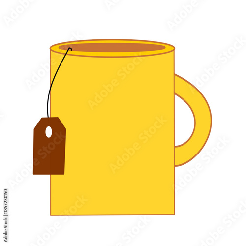 coffee or tea cup having tea bag pouch isolated on white background brown.eps