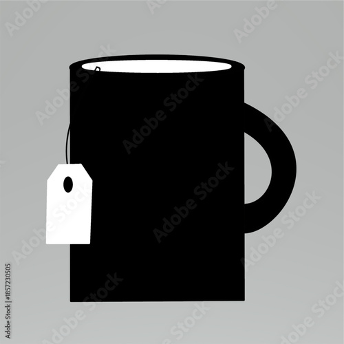 coffee or tea cup having tea bag pouch isolated on white background silhouette.eps