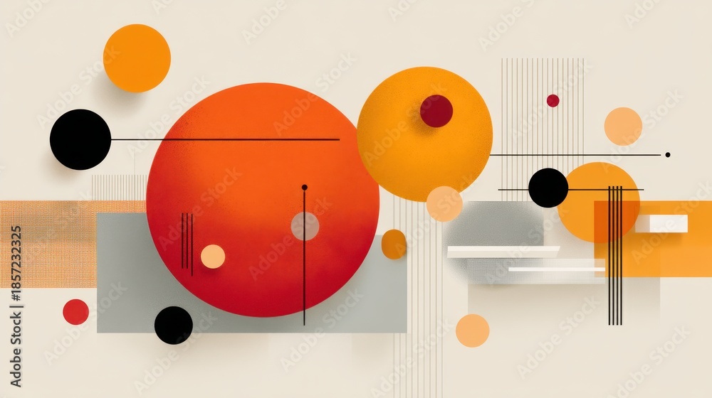 Obraz premium Vibrant Abstract Composition with Geometric Shapes and Bold Colors in Modern Artistic Style for Creative Design Projects and Illustrations