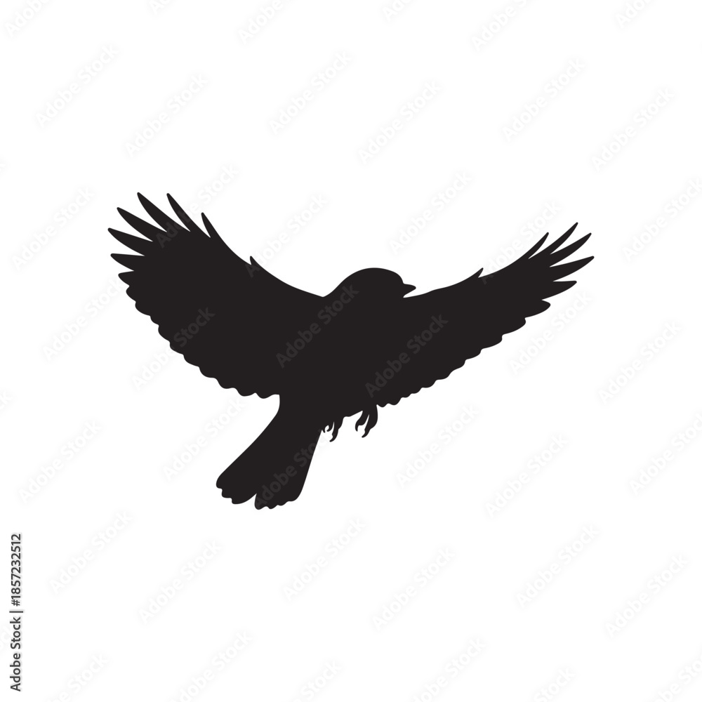 Obraz premium Robin bird flying silhouette vector flat illustration design on white background.