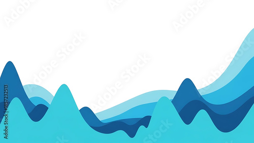 Dynamic Abstract Blue Wave Layers Background Design. Modern Gradient Water or Sound Waves Pattern with White Copy Space