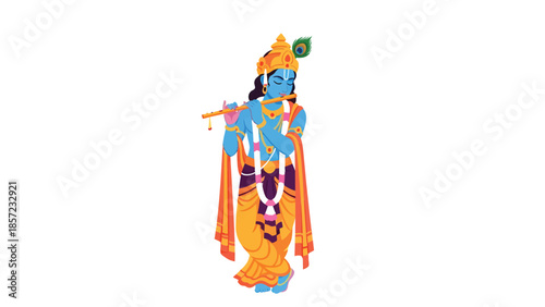 Colorful Hindu Goddess Figure Vector Ilustration.