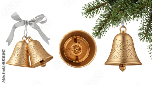 Golden Christmas Bells Hanging Decorations