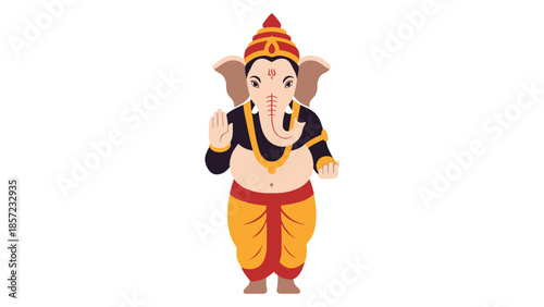 Ganesha Hindu God Cartoon Statue Figure.