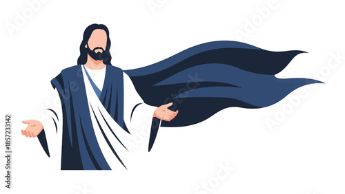 Religious Figure in Robe with Blue Cape.