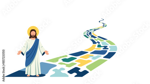 Portrait of Jesus Christ with Halo and Robe.