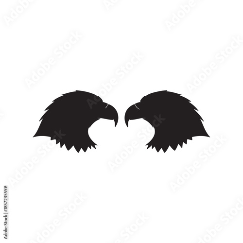 Eagle heads silhouette icon vector flat design on white background.
