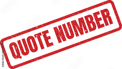 A grunge effect rectangular rubber stamp displaying QUOTE NUMBER for office document identification
