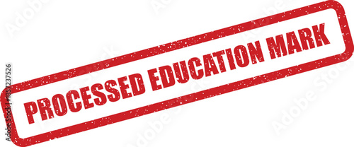 A processed education mark stamp vector with distressed texture indicating completion or assessment in schooling