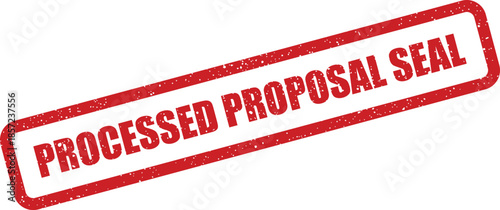 A processed proposal seal rubber stamp mark with a distressed grunge texture, diagonally oriented