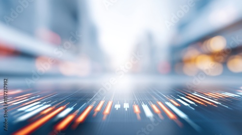 Wallpaper Mural Abstract digital background with glowing lines and blurred cityscape, representing technology, data visualization, and modern urban life in vibrant colors Torontodigital.ca