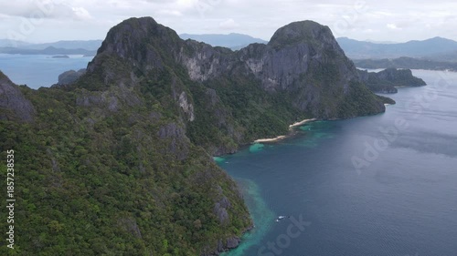 The aerial view of Bacuit Bay in the Philippines