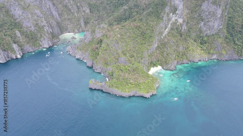 The aerial view of Bacuit Bay in the Philippines