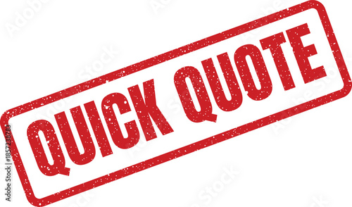 A textured red rectangular rubber stamp with quick quote for rapid business estimates
