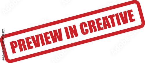 A textured red rubber stamp with grunge effect highlights the words preview in creative department