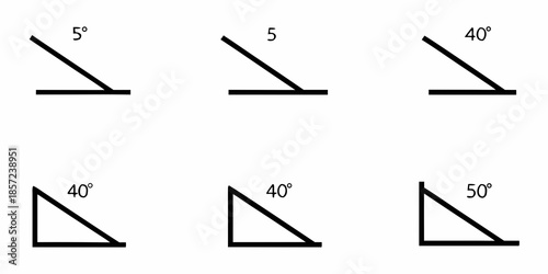 Geometric diagram illustrating various triangles with indicated angles and side lengths