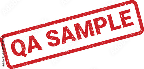 A textured rubber stamp mark displays the phrase QA SAMPLE within a rectangular border for testing purposes