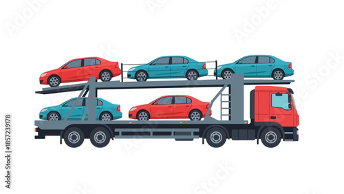 Car Carrier Truck Transporting New Vehicles.