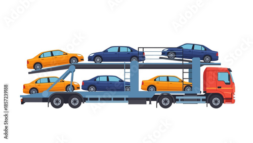 Car Carrier Truck Transporting Multiple Vehicles.