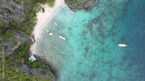The aerial view of Bacuit Bay in the Philippines