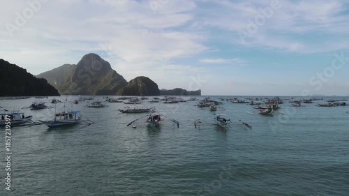 The aerial view of Bacuit Bay in the Philippines