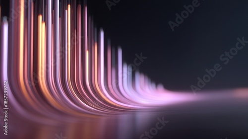 Abstract flowing lines in vibrant colors with soft glow and dynamic shapes in a dark background ideal for technology and modern design concepts