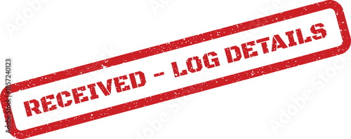 Distressed grunge effect stamp with RECEIVED LOG DETAILS text, perfect for administrative record keeping
