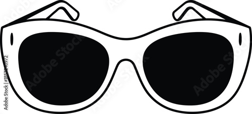 Black and white graphic of cat eye sunglasses eyewear