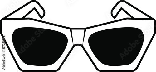 Black and white graphic of geometric sunglasses eyewear