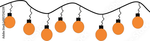 Orange Halloween string lights with black wire decoration