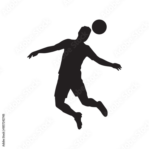 Soccer Header Silhouette – Football Jumping Action Sports Vector
Dynamic soccer player silhouette showing jumping header action with football. Ideal for football tournaments, sports branding, match.