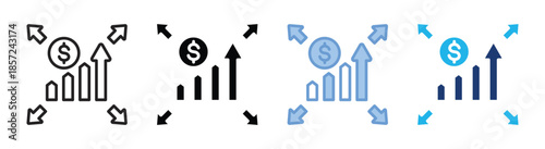 Decentralization icon set multiple style collection