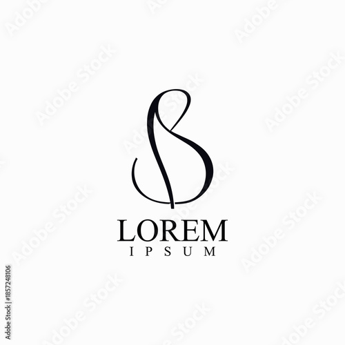Freestyle calligraphic logo in stylized curves of custom lettering