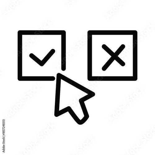 Checkmark and Cross Checkbox Icons with Mouse Cursor