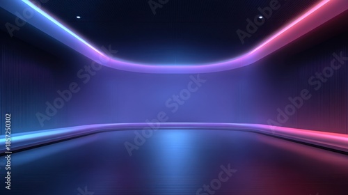 Wallpaper Mural Futuristic minimalistic studio space with vibrant neon lights and smooth surfaces creating an immersive and atmospheric environment for media productions Torontodigital.ca