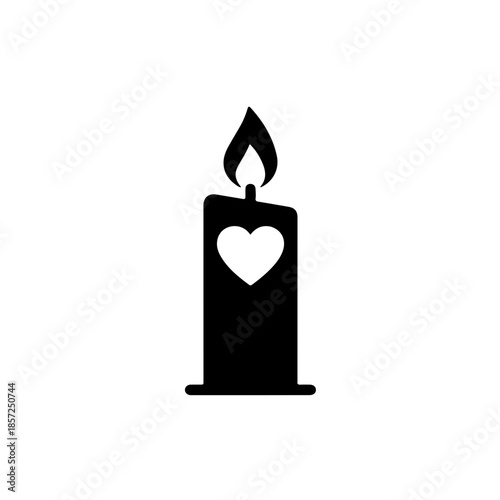 Minimalist black and white burning candle icon. A solemn symbol of remembrance to honor those lost to AIDS-related complications and to show solidarity on World AIDS Day